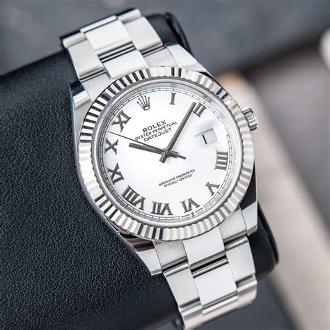 rolex datejust oyster perpetual roman white dial|Rolex Datejust 41 diamond numbers.